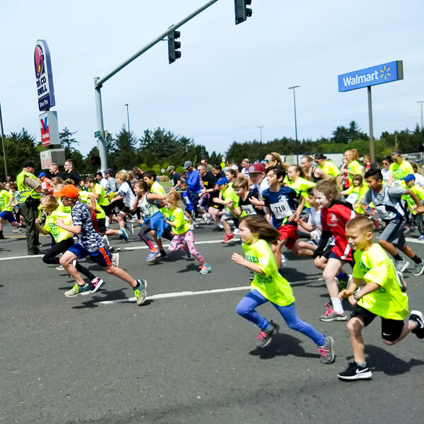Neon yellow kids running
