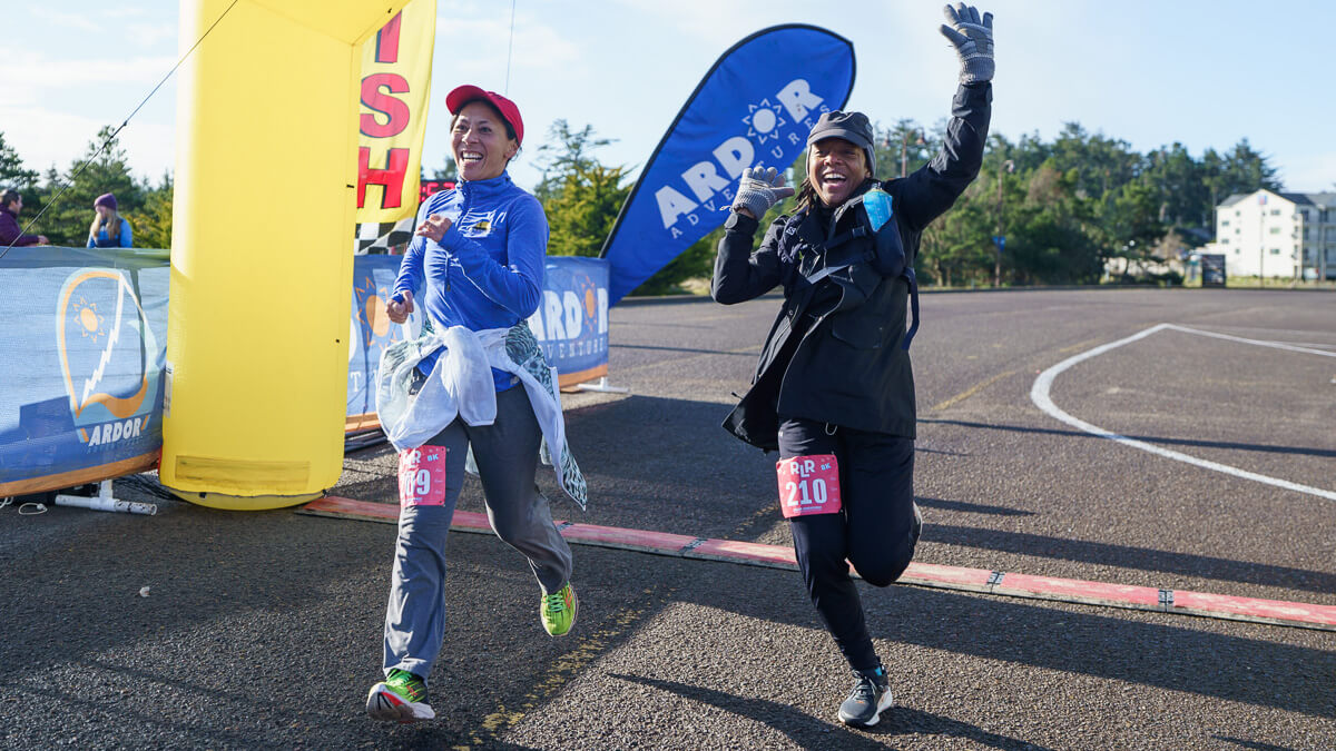 Family runners bonding during the race.
